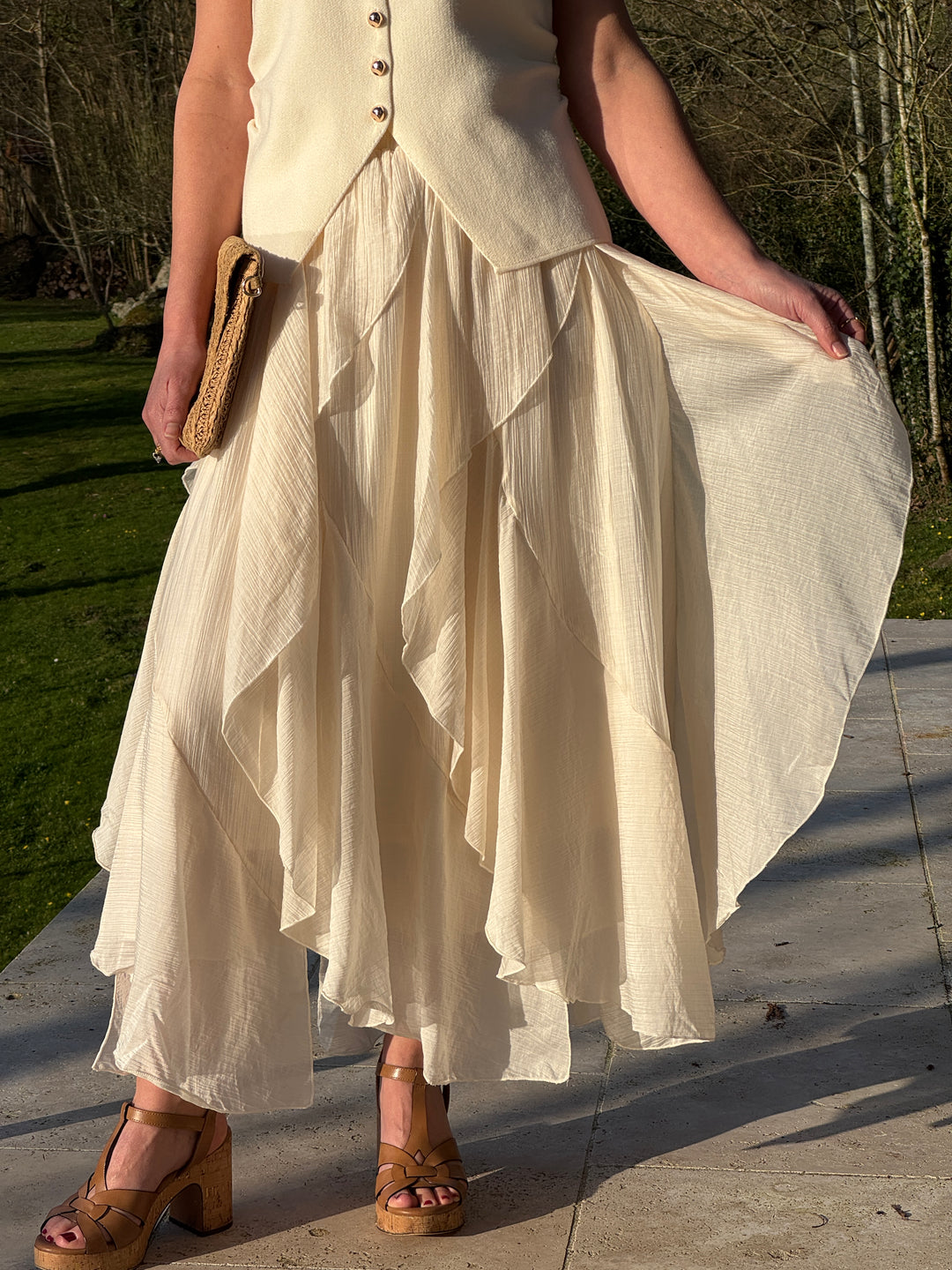 Jupe beige matière vaporeuse NAELYS