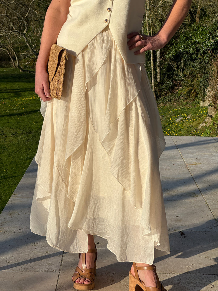 Jupe beige matière vaporeuse NAELYS