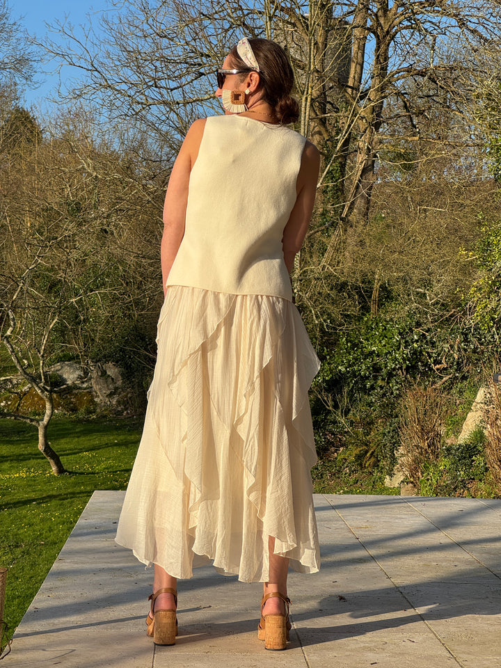 Jupe beige matière vaporeuse NAELYS