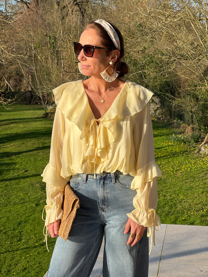 Top jaune volants NOVA