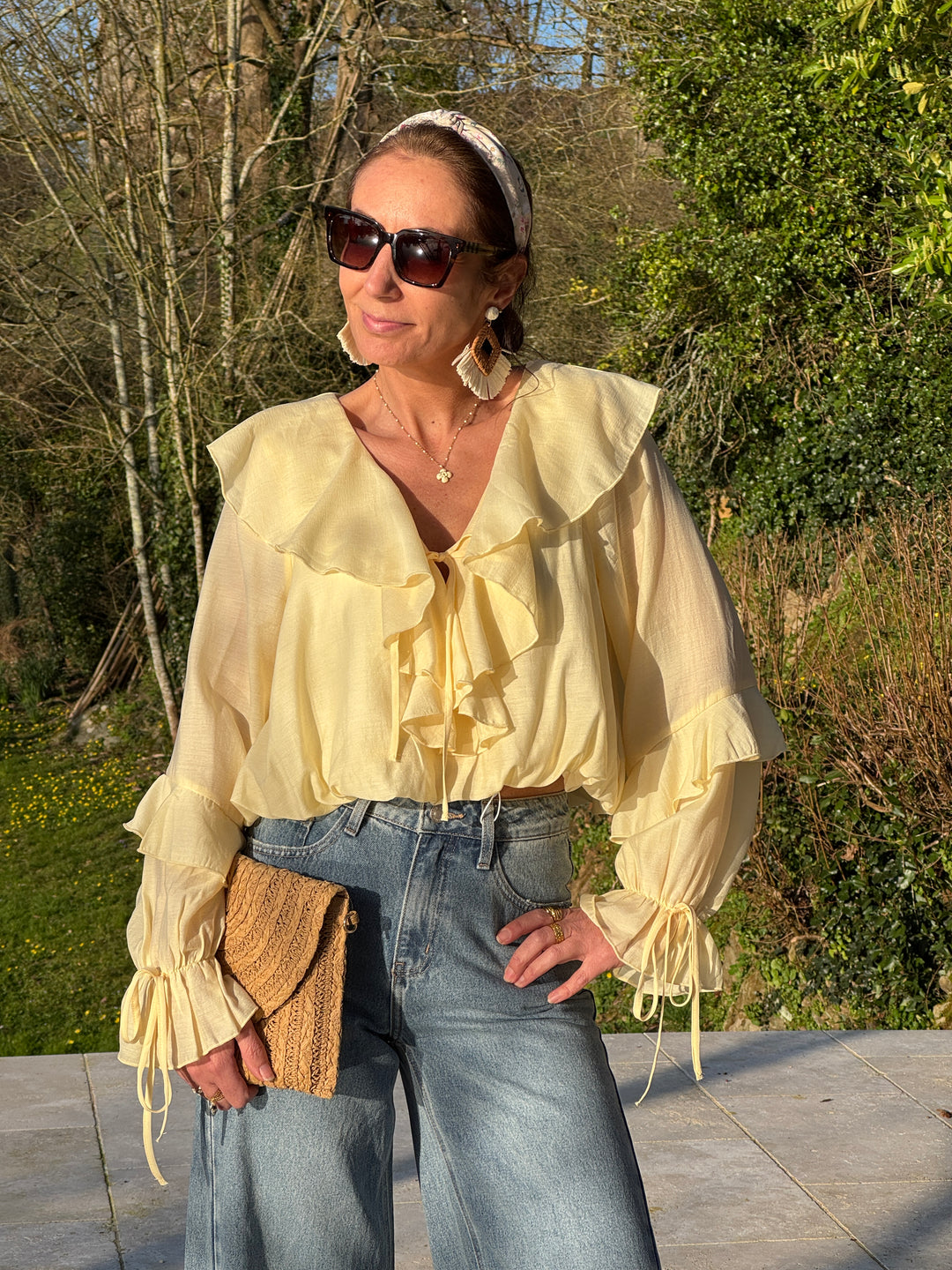 Top jaune volants NOVA