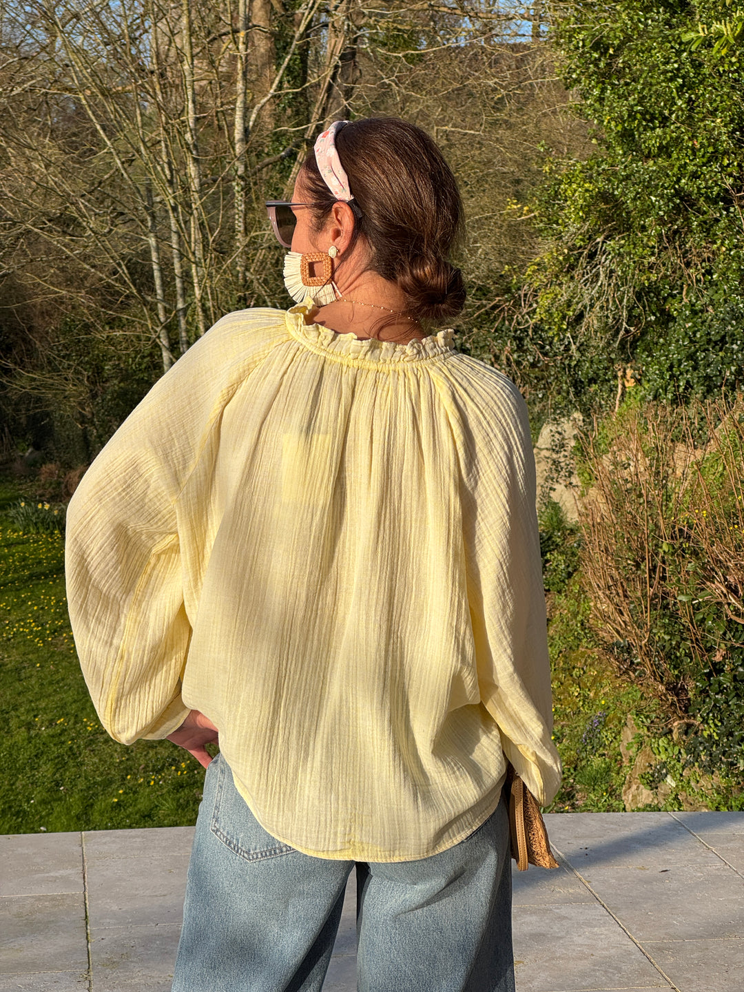 Blouse coton col rond jaune BRISKA La Petite Etoile