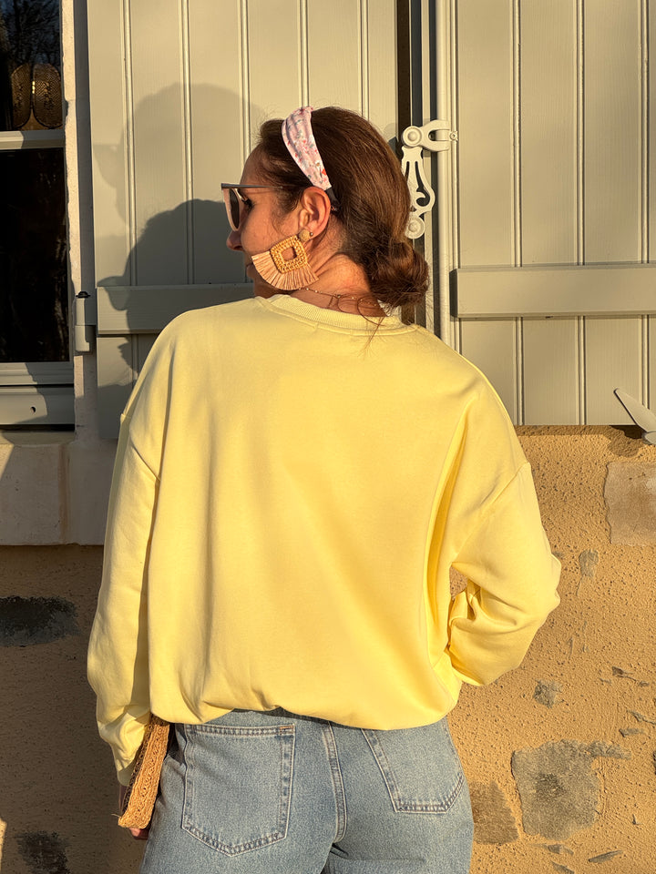 Gelbes, gerafftes Sweatshirt aus Thailand