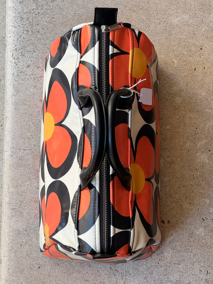 Sac enduit n°107 floral graphique noir, blanc, orange et jaune BOWLING Hippocampe