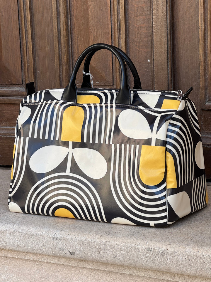 Sac BOWLING enduit n°182 graphique noir, blanc et jaune Hippocampe