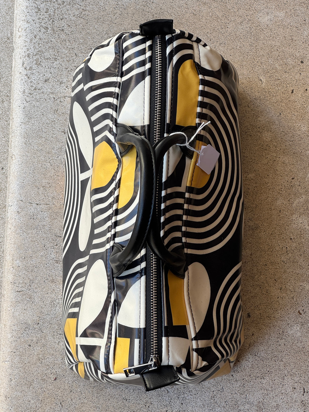 Sac BOWLING enduit n°182 graphique noir, blanc et jaune Hippocampe