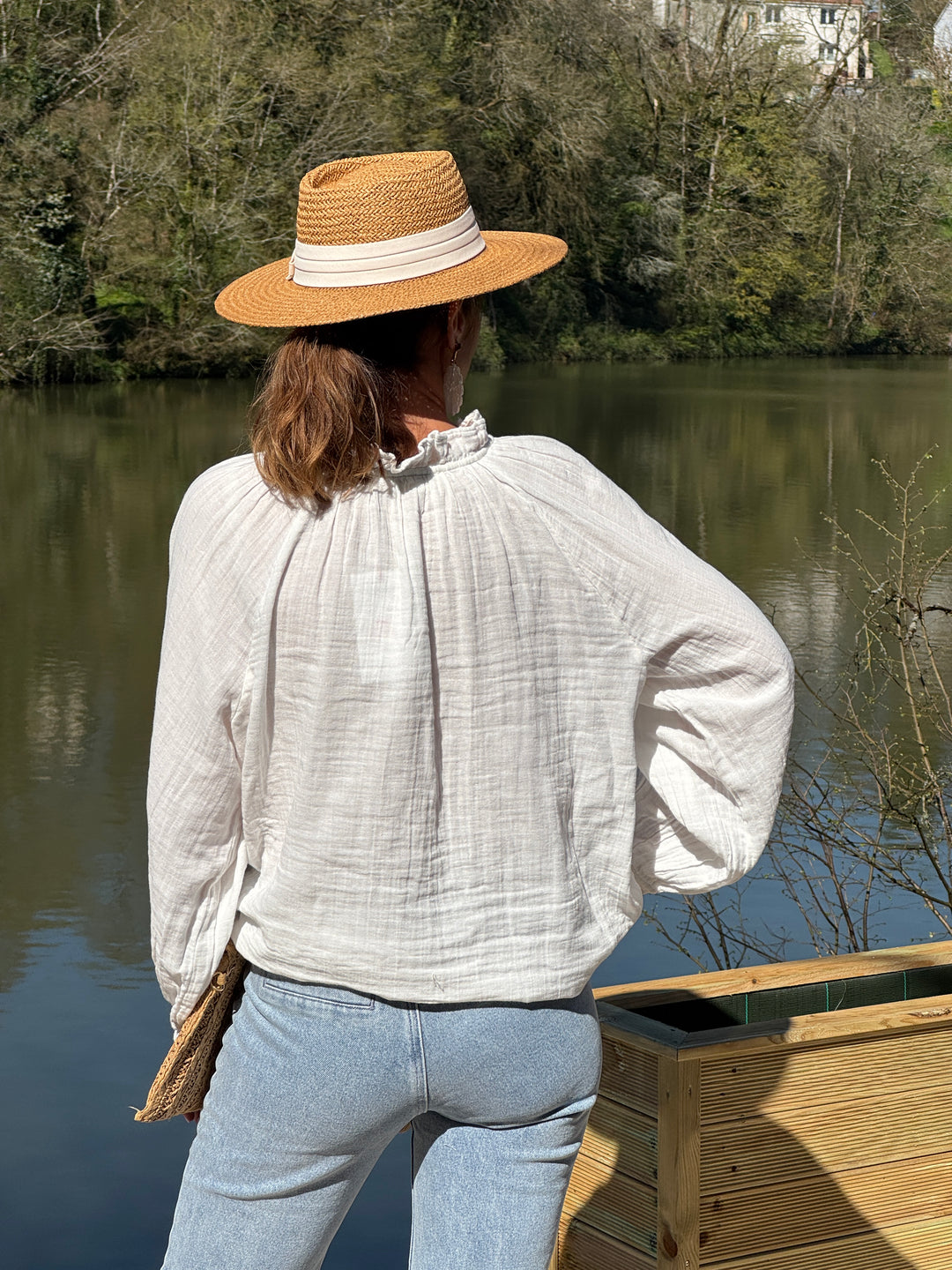 Blouse coton col rond blanc BRISKA La Petite Etoile
