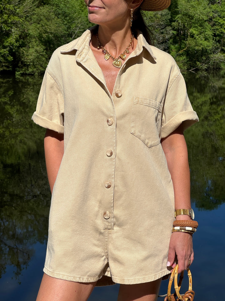 Combi-short jean beige MARLENE