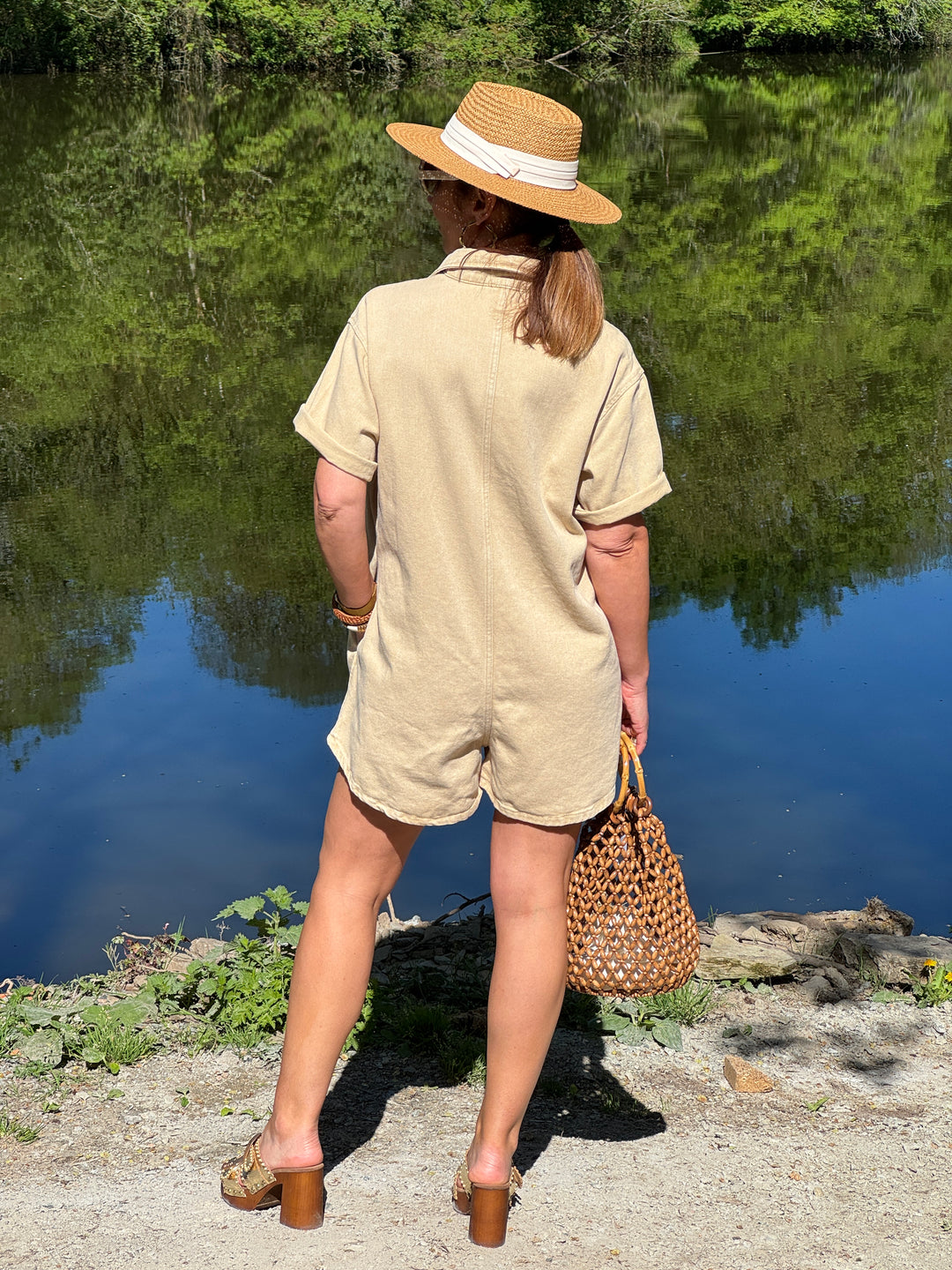 Combi-short jean beige MARLENE