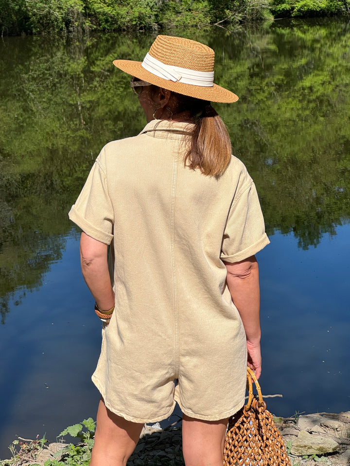 Combi-short jean beige MARLENE