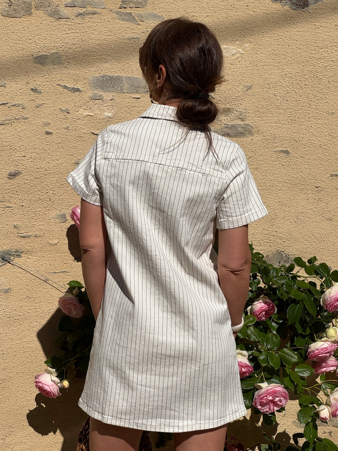 Robe jean naturelle rayures tennis noires ROUANE Oraije