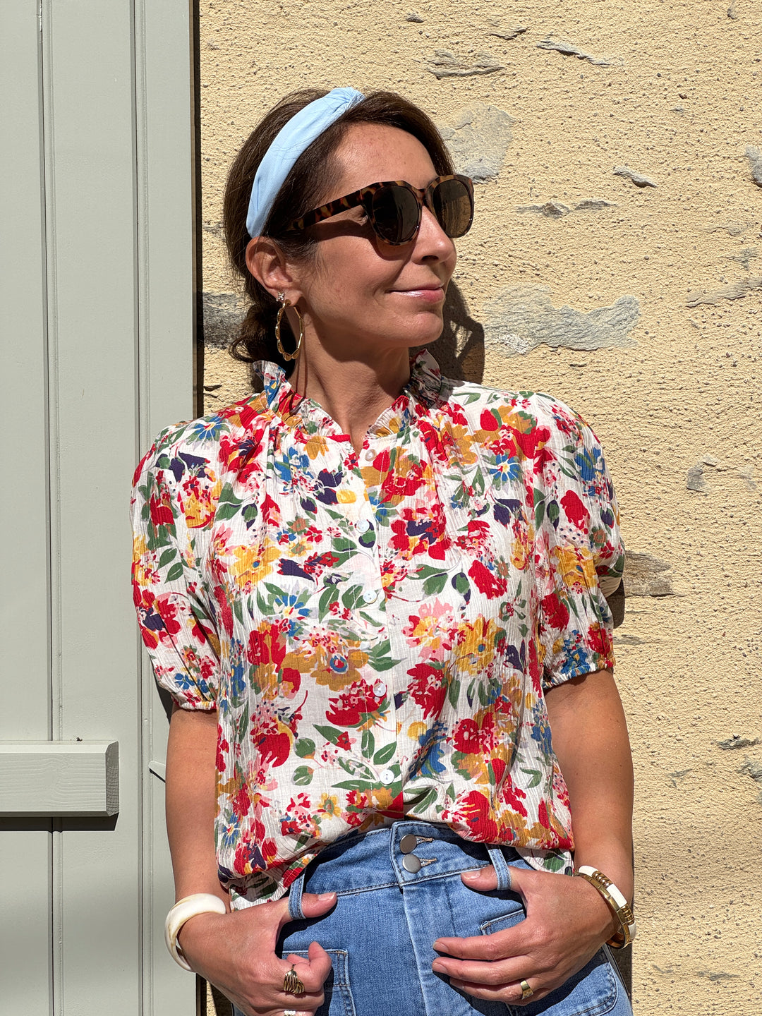Chemisier imprimé floral multicolore HELIA
