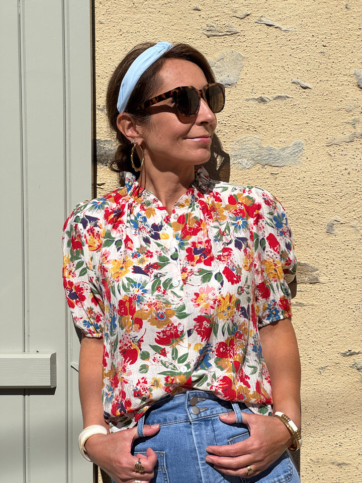 Chemisier imprimé floral multicolore HELIA