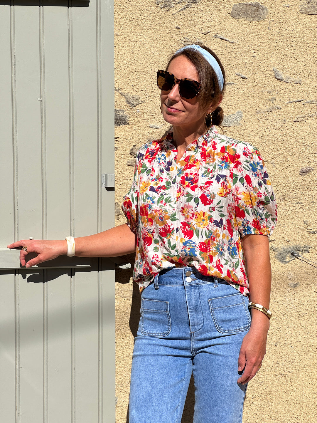 Chemisier imprimé floral multicolore HELIA