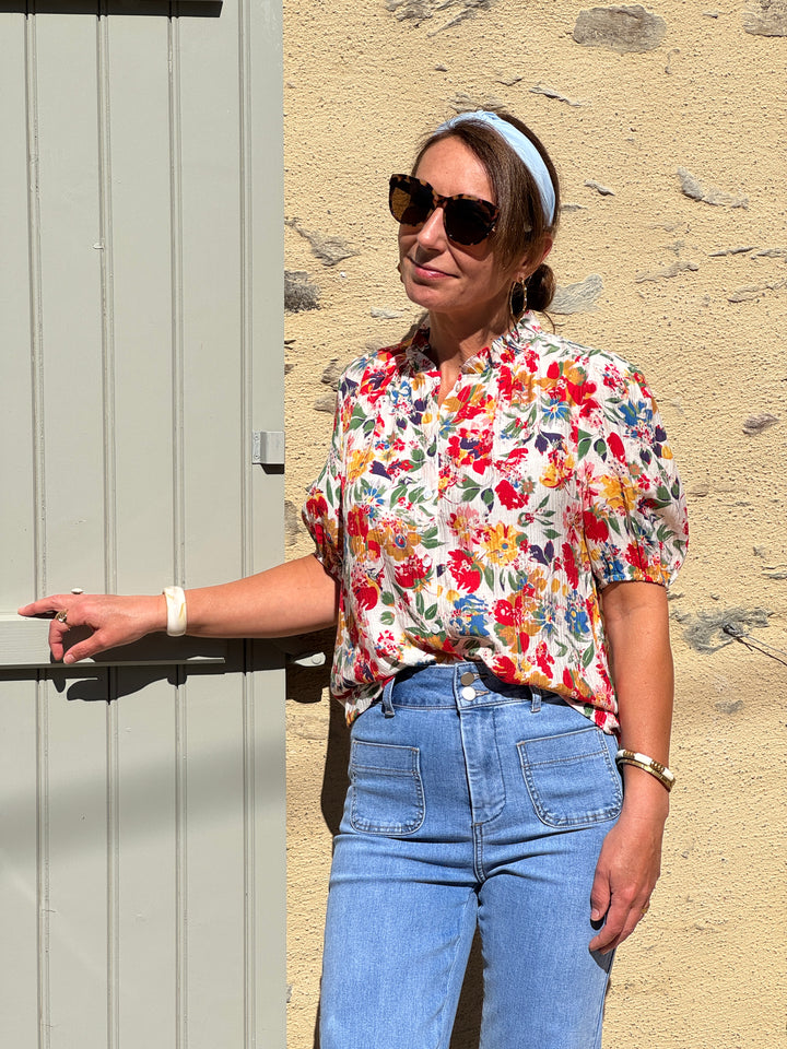 Chemisier imprimé floral multicolore HELIA