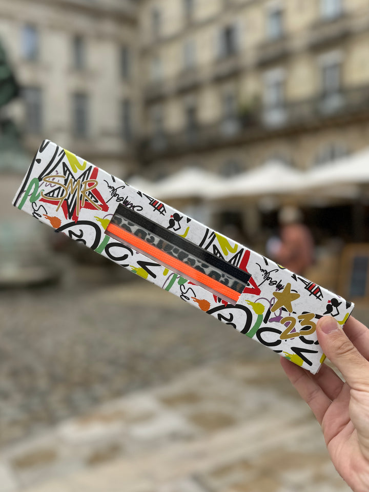 Boîte de lacets Semerdjian léopard, noir irisé et orange fluo