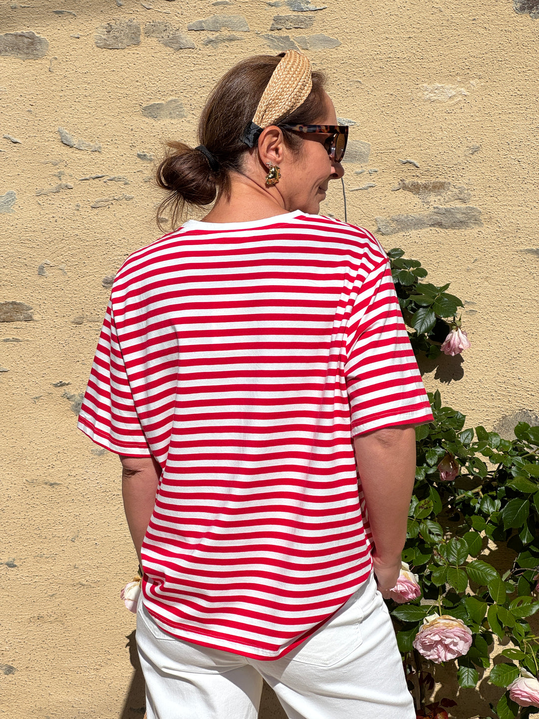 Tee-shirt rayures rouge fond blanc LENA