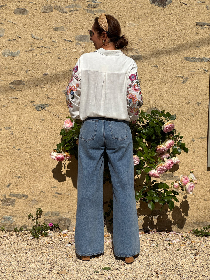Chemise broderies florales multico LOU