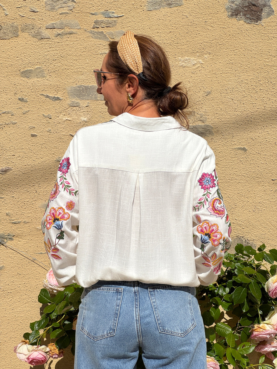 Chemise broderies florales multico LOU
