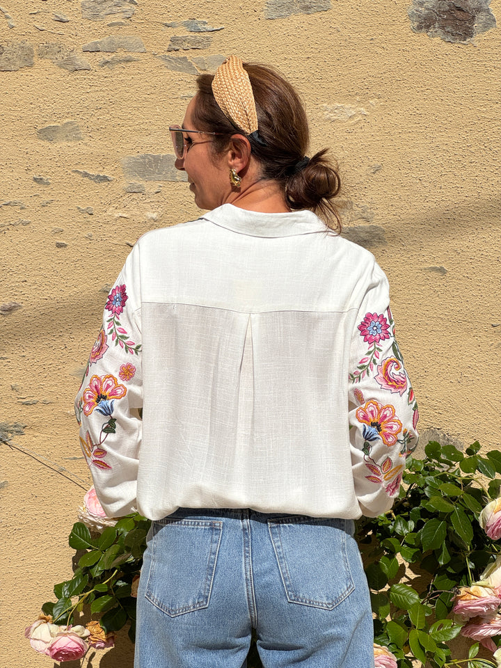 Chemise broderies florales multico LOU