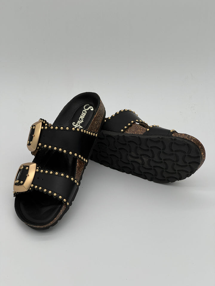 ARONA Black Smooth Leather Mules Semerdjian