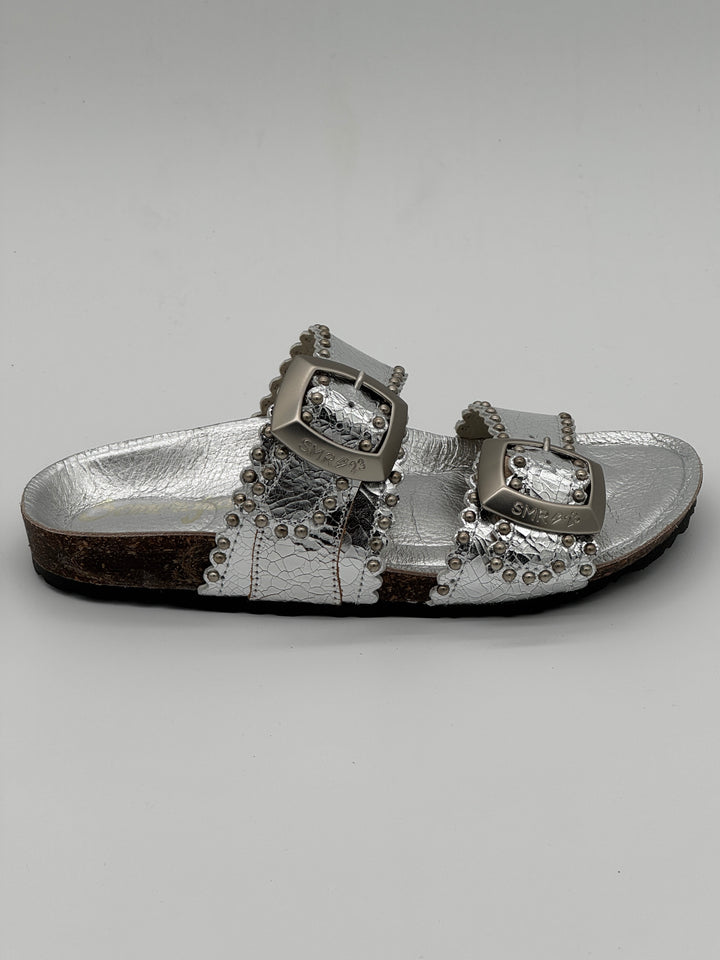 ARONA Semerdjian Silver Mules