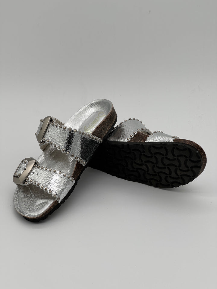 ARONA Semerdjian Silver Mules