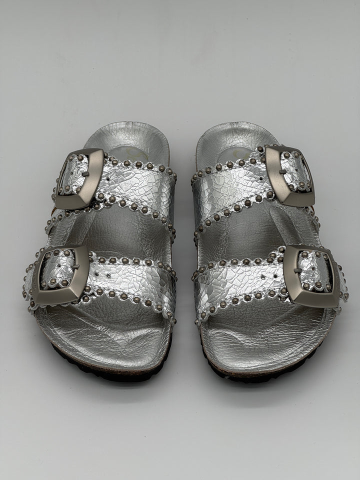 ARONA Semerdjian Silver Mules