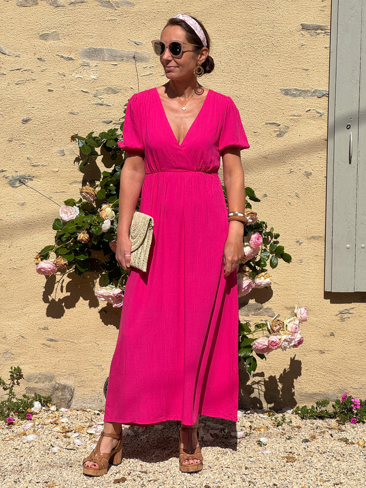 SOLINE long fuchsia dress