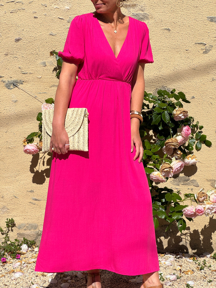 SOLINE long fuchsia dress