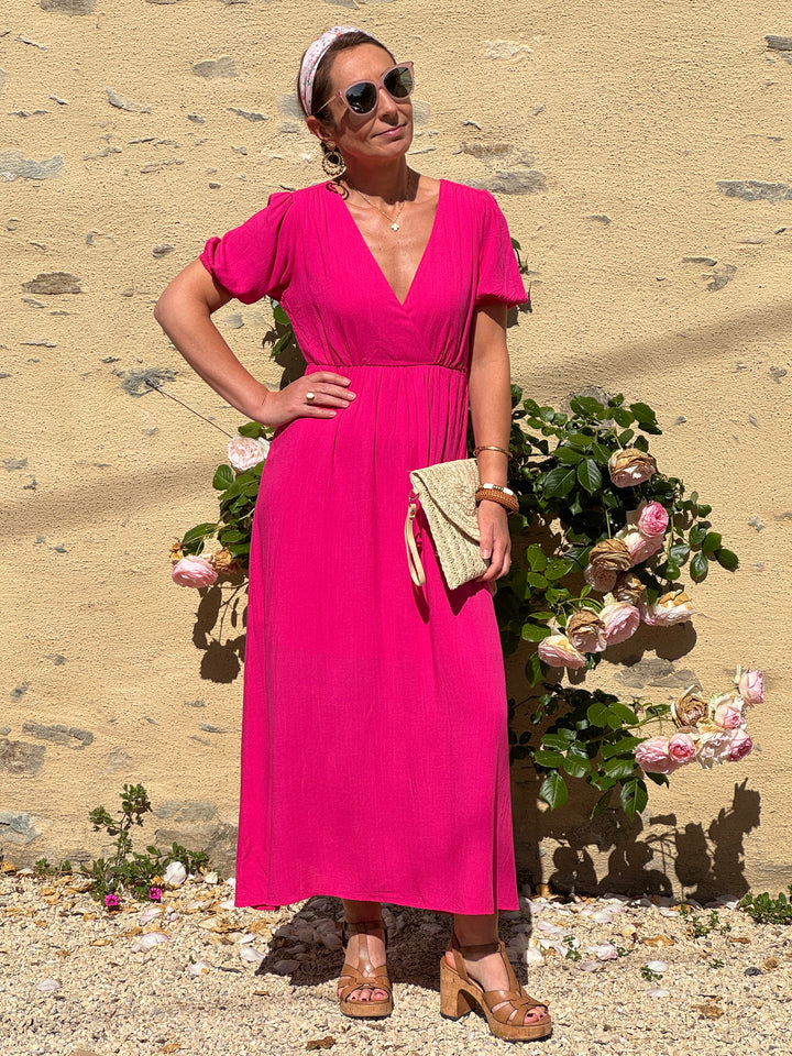 SOLINE long fuchsia dress