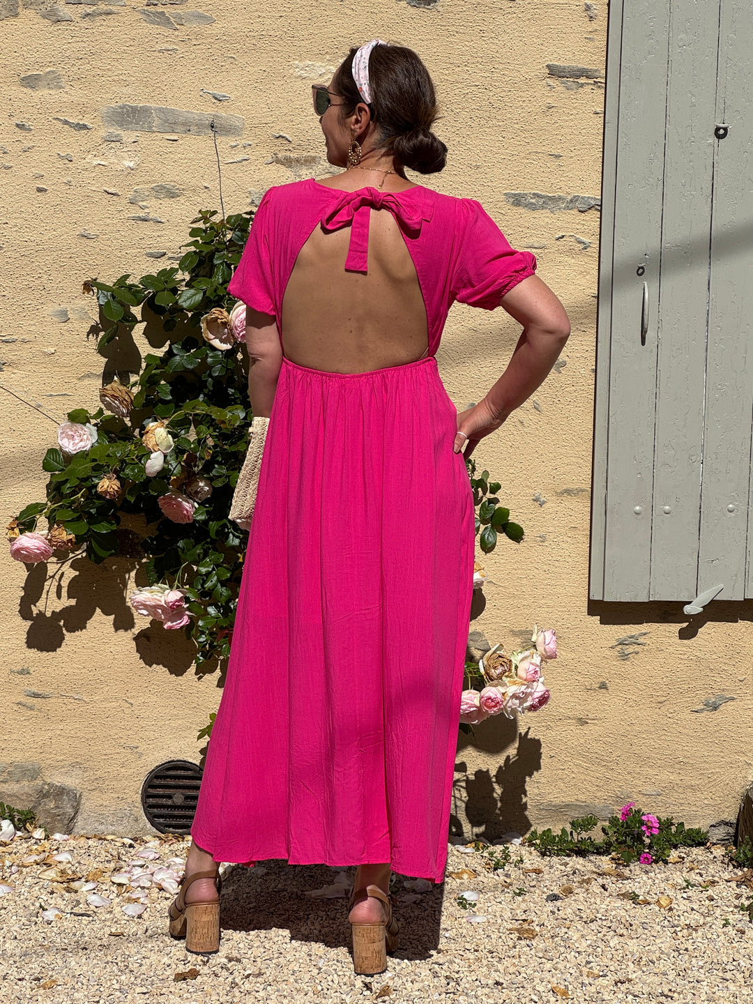 SOLINE long fuchsia dress