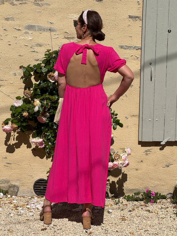 SOLINE long fuchsia dress