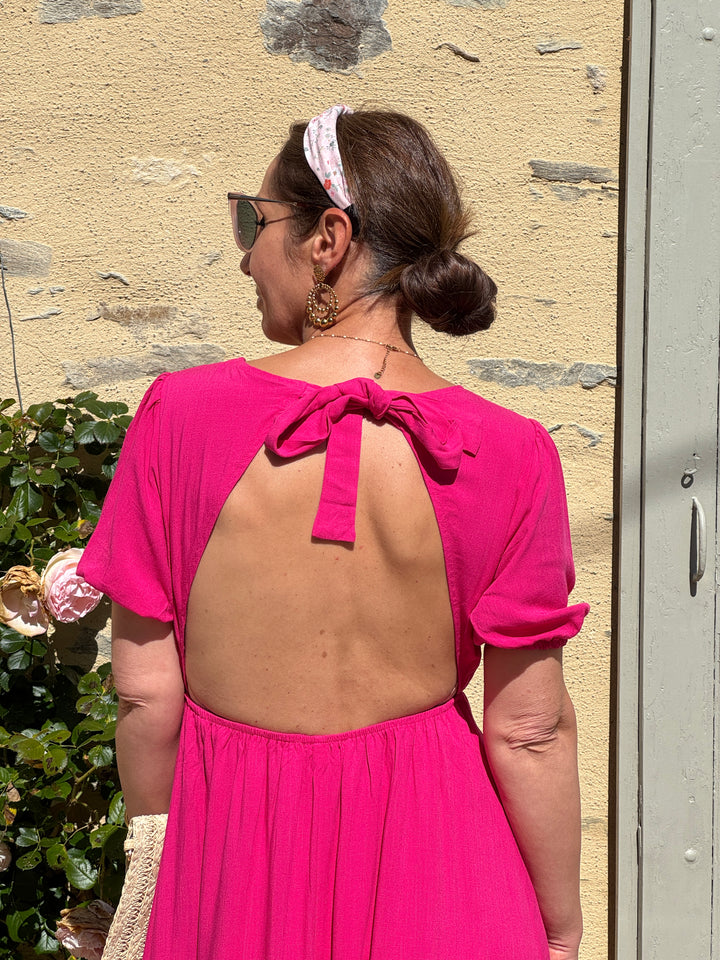 SOLINE long fuchsia dress