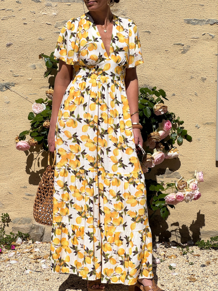 TOMAS Long Yellow Lemon Dress