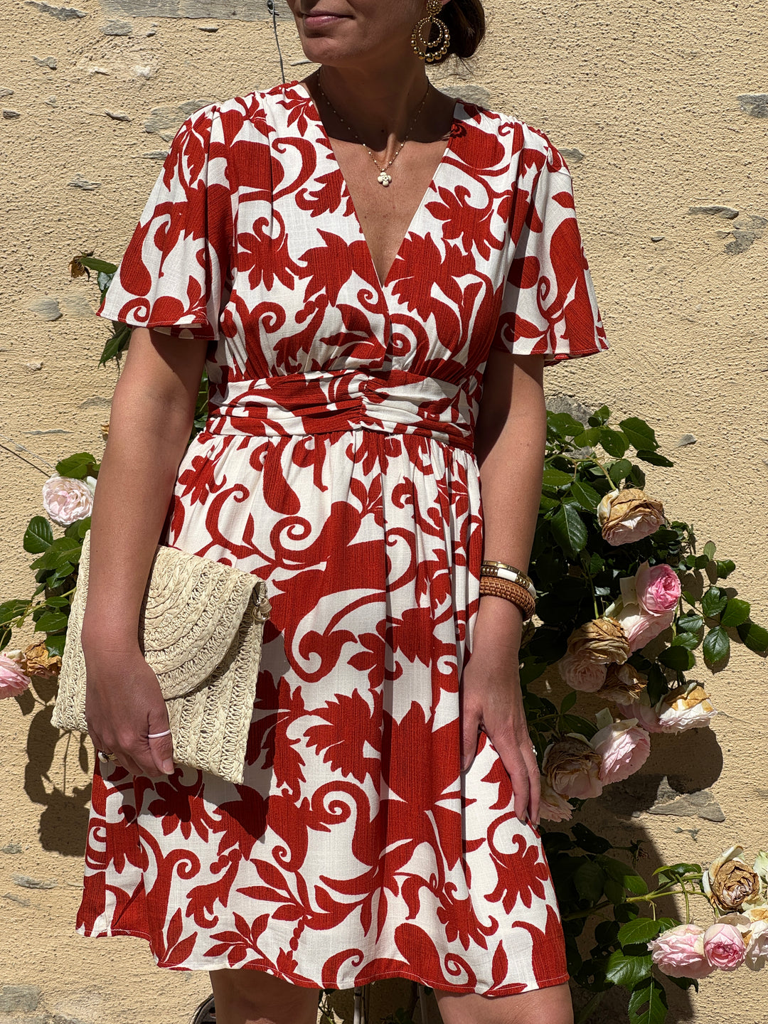 Robe terracotta empire courte CARMEN