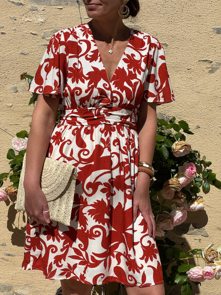 Robe terracotta empire courte CARMEN