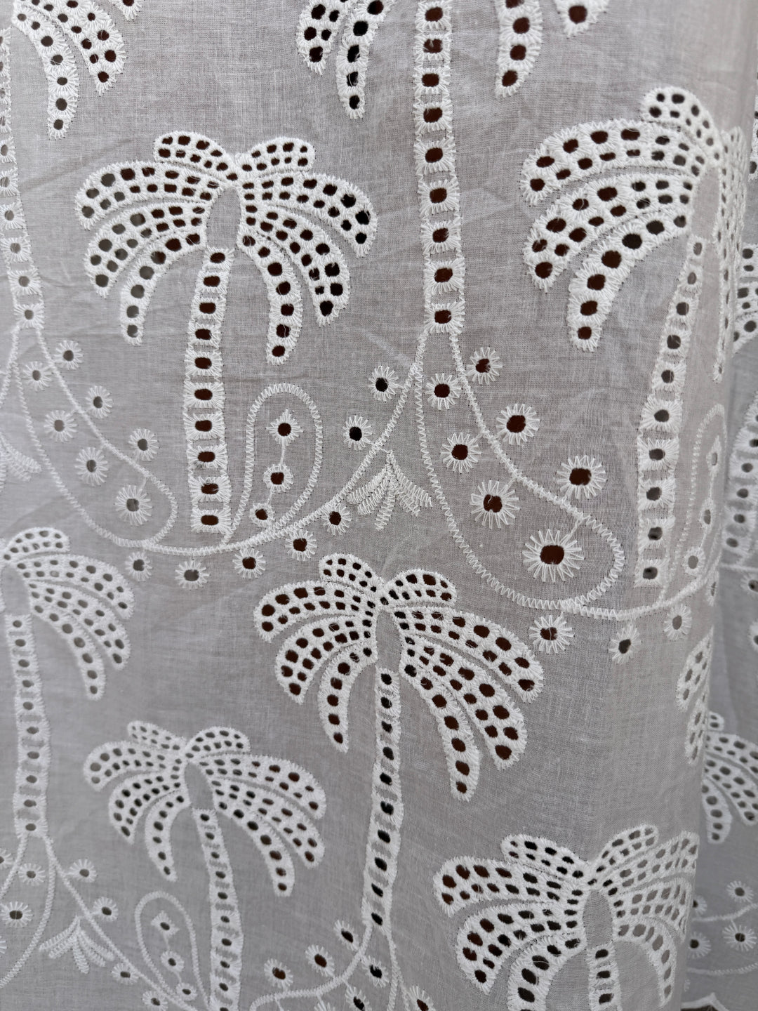 ANABELLA long white dress with palm embroidery ANABELLA long white dress with palm embroidery