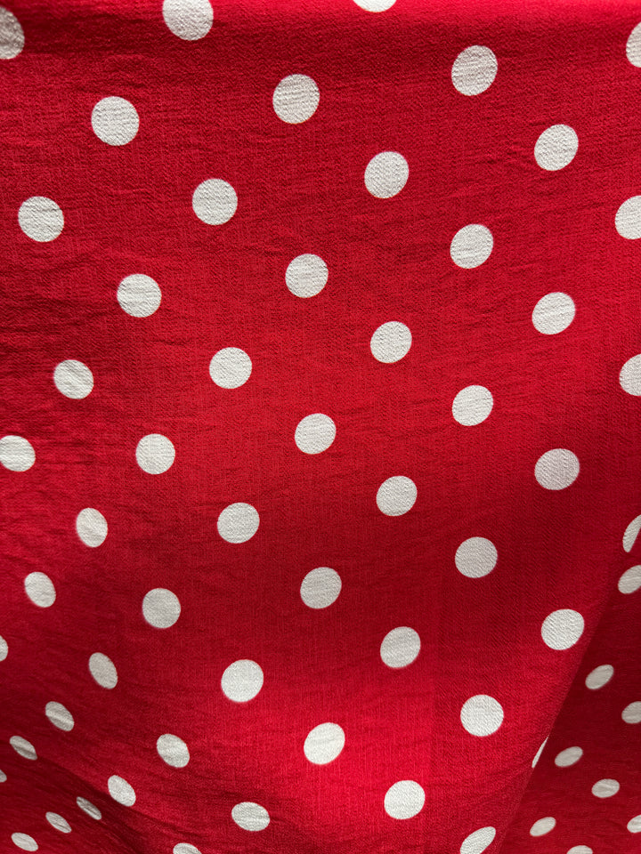 Robe longue rouge à pois crème JEANNE
