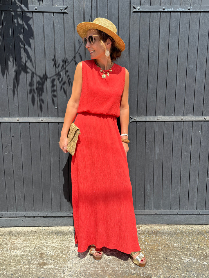 Ensemble top et jupe longue orange MELODIE