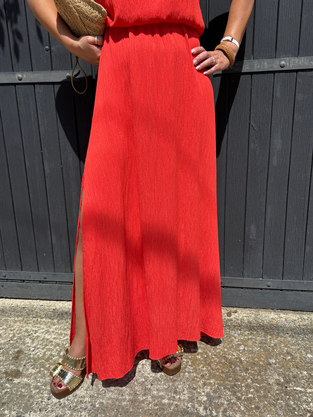 Ensemble top et jupe longue orange MELODIE