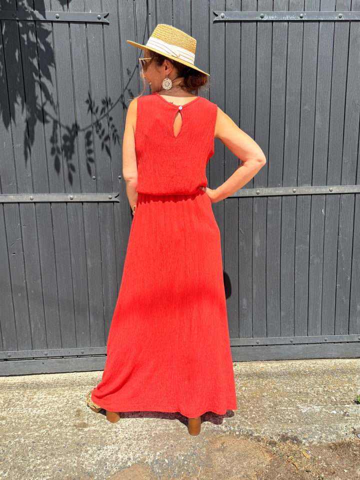 Ensemble top et jupe longue orange MELODIE