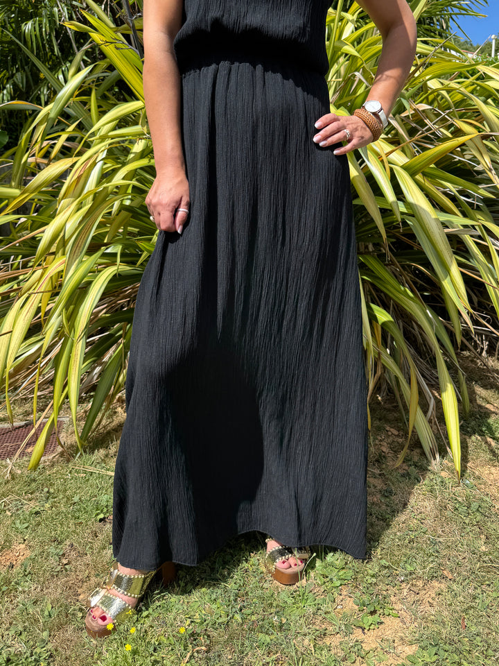 Ensemble top et jupe longue noir MELODIE