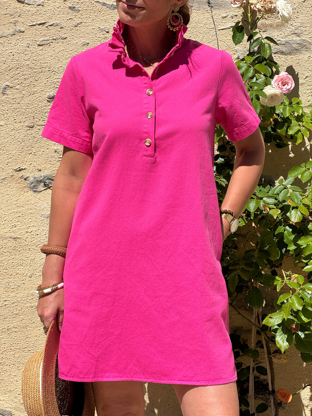 Robe fuchsia trapèze jean LILIA In April 1986