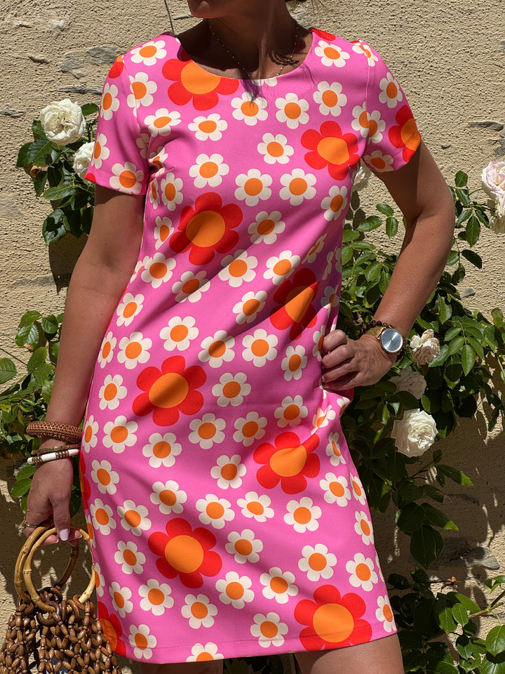 Robe fuchsia SEVENTIES N°36 Hippocampe