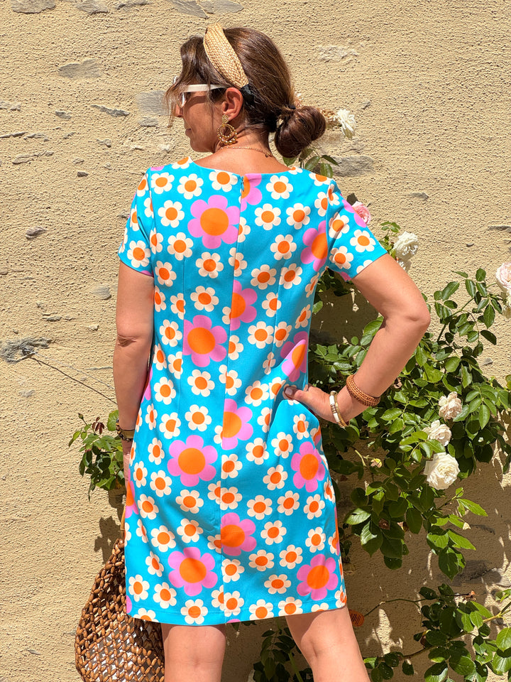 Robe bleu SEVENTIES N°36 Hippocampe