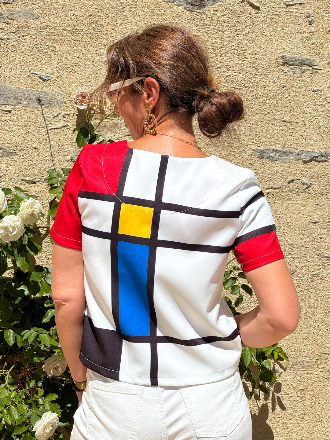 Top rouge, jaune, bleu, noir et blanc MONDRIAN Hippocampe