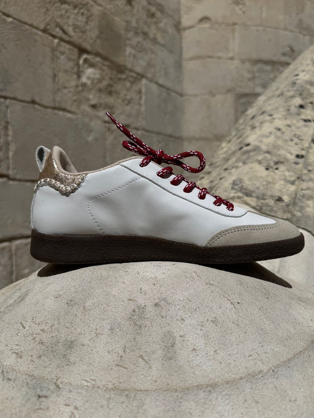 Basket blanche éclair doré en cuir ASHLEY C402 Semerdjian