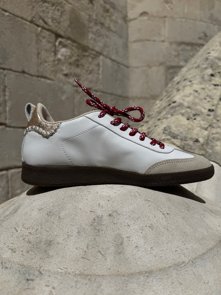 Basket blanche éclair doré en cuir ASHLEY C402 Semerdjian