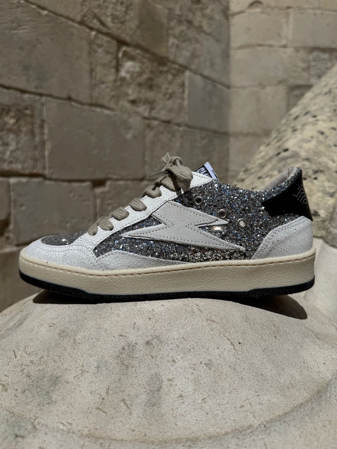 Basket à paillettes argenté en cuir DANY C317 Semerdjian